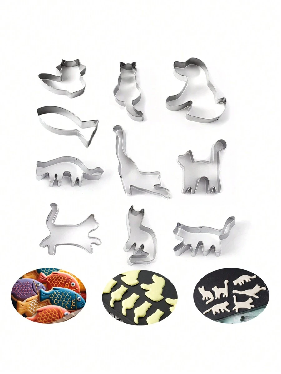 2/6/10 Cái Dụng Cụ Cắt Bánh Quy Hình Hoạt Hình Bằng Thép Không Gỉ, Khuôn Làm Bánh Tự Làm Ngày Lễ, Phụ Kiện Nhà Bếp, Thích Hợp Cho Giáng Sinh, Halloween - Bạc - Xem 1