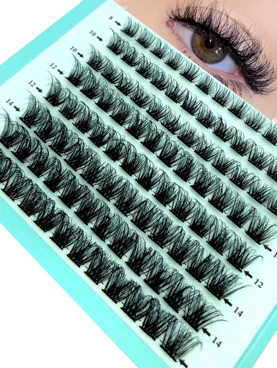 HBZGTLAD 8 Rows 96pcs Mixed Size Natural Fluffy Single Cluster 3d False Eyelashes In Blue Paper Box, C+D Curl, Used For Eye Extensionlash Clusters,Eyelash Clusters,Individual Eyelashes,Lashes,Fake Lashes