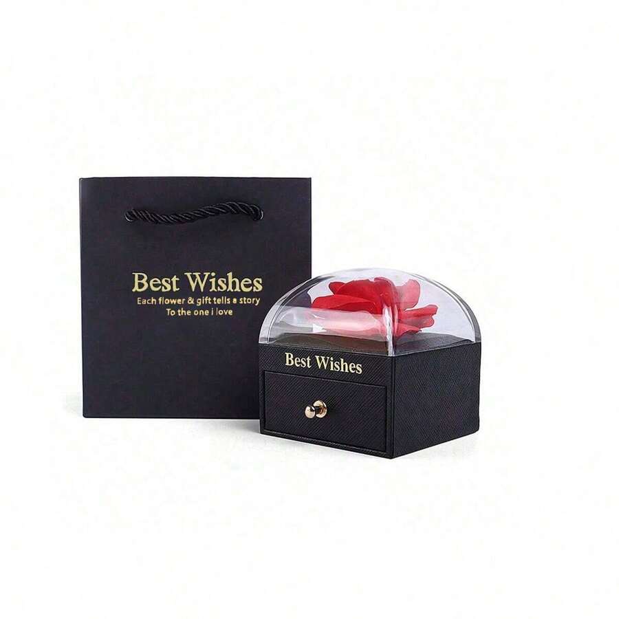 1入組永恆玫瑰花禮盒和珠寶盒，適用於婚禮、派對、求婚、告白、紀念品、節日送禮或珠寶儲存，也是適合當作老師、母親、畢業禮物包裝的理想選擇。 - 首飾盒--花 - 查看 1