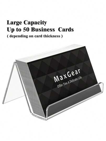 2 stuks transparante acryl visitekaarthouders voor op het bureau, tafel, plank, opbergdoos, displaystandaard, restaurant- en kantoorbenodigdheden