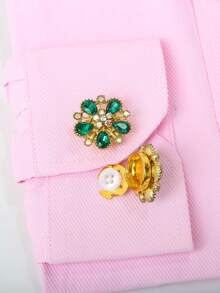 2pcs Vintage Rhinestone Cufflinks Covers Women Elegant Shirt Sleeve Buttons Clips Crystal Floral Shirt Studs Set Fashion Accessory DIY Button Copper Covers Ladies Clothing Accessories Button Decoration Holiday Gift - Star - View 4