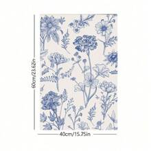 1/3 件蓝色植物印花帆布画简约中国风墙壁艺术复古美学现代客厅卧室办公室酒店餐厅装饰无框 - 彩色 - 查看 13