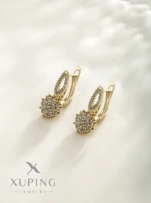 XUPING JEWELRY 1 对简约优雅的 14K 镀金耳环，适合女性日常佩戴和聚会 - 金黃色 - 查看 1