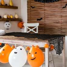 Halloween Doilies, Black Lace Cobweb Doilies, Halloween Table Decorations, Creepy Tablecloths, Halloween Party Table Decorations 18inch X 72inch,Halloween Decor,Home Decor Halloween Party