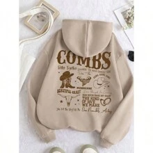 Women's Sweatshirt Combs Comfortable Tendencia COWBOY Front And Back - 米色 - 查看 2