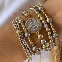 1pc New Handmade Heart  Charm Bracelet Adjustable Round Strand Beads Bracelet Fashion Gift
