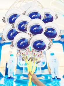 10 件迷你宇航员火箭形状铝箔气球，适合生日派对装饰 - 彩色 - 查看 4