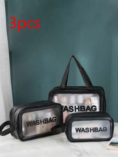 3pcs Toiletry Bag Letter Graphic Clear Detail Makeup Bag School Supplies School Stuff For College Dorm For Student Cruise Essential Waterproof Men Toiletry Bag Beach Bag Beach Essentials Beach Towel Organizer Beach Accessories Beach Stuff Holiday Bag Holiday Essentials For Summer For Vacation Travel Essentials Travel Accessories Travel Must Haves