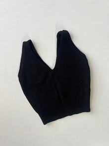 Women's Cropped Tricot Modal - 黑色 - 查看 2