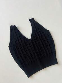 Women's Cropped Tricot Modal - 黑色 - 查看 4