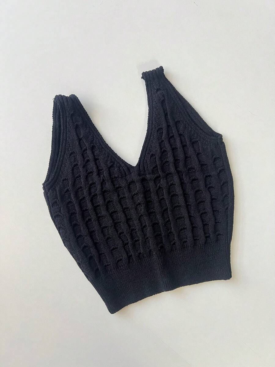 Women's Cropped Tricot Modal - 黑色 - 查看 1