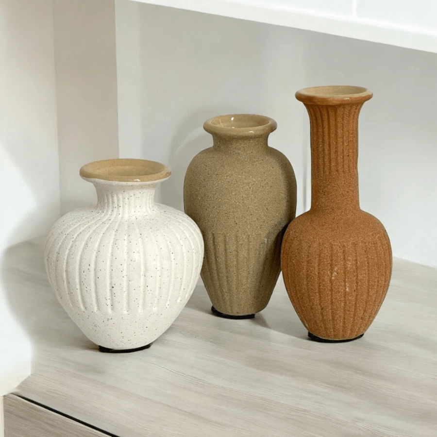 Kit 3 Mini Textured Decorative Ceramic Vases Mart - Mini florero - Ver 1