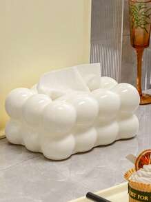 1pc Large Capacity Cute Pom Pom Plastic Tissue Box, High-End Luxury Decoration For Living Room Coffee Table, Napkin/Facial Tissue Holder, 25cm L X 16cm W X 11cm H - Multicolor - View 10