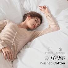 3 Piece Duvet Cover Set King Size,100% Organic Washed Cotton Linen Feel Like Textured, Luxury Soft And Breatheable Bedding Set With Zipper Closure(1 Comforter Cover + 2 Pillowcases) - Original White - View 2