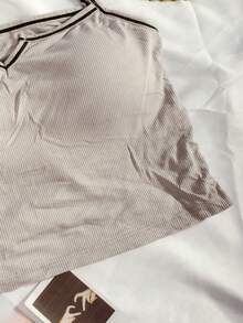 Top Corto con Escote Recto | Tops de mujeres - Lila Púrpura - Ver 3