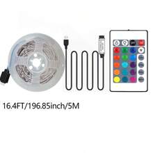 Taśma świetlna LED z pilotem IR24 do sterowania taśmą świetlną RGB, regulowana jasność, odpowiednia do sypialni, salonu, domowego oświetlenia lustra