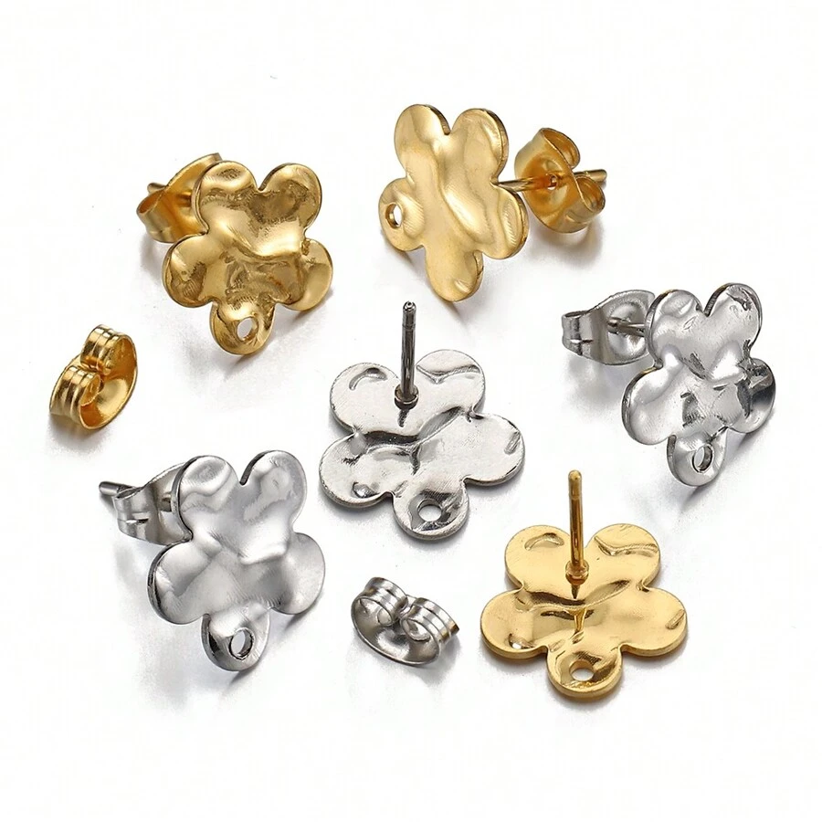 10 chiếc khuyên tai đính hoa bằng thép không gỉ thanh lịch dành cho phụ nữ, đồ trang sức thủ công, phụ kiện trang sức cho ngày lễ tình nhân - Hoa tai - Xem 1