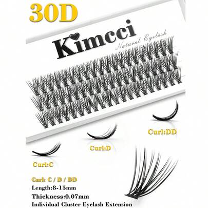 KIMCCI 60 簇 30D 优质睫毛，0.07 厚度，C/D/DD 卷曲度，8-15 毫米长度可选，30 件黑色优质睫毛，用于睫毛延长，睫毛簇，睫毛簇，单根睫毛，睫毛，假睫毛