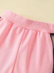 2pcs Baby Girls' Plaid Bear Print Long Sleeve Shirt And Plaid Patchwork Pants Set, Spring Autumn - Pink - View 7