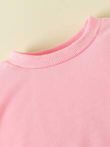 2pcs Baby Girls' Plaid Bear Print Long Sleeve Shirt And Plaid Patchwork Pants Set, Spring Autumn - Pink - View 3