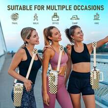 Water Bottle Carrier Bag With Phone Pocket For Cup 40 Oz Tumbler With Handle Neoprene,Portable Water Bottle Holder Pouch  With Adjustable Strap For Cup Accessories,Storing Cards,Phones And Other Small Item - A格子 - 查看 5
