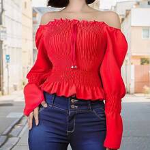 BLUSA CAMPESINA MANGA LARGA - Rojo - Ver 2