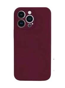 MJ Capas - Velvety Silicone Iphone Case Inside Closed Camera - Gỗ đỏ - Xem 1