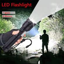 Super Bright White Laser LED Flashlight Rechargeable Zoomable Torch Camping Lamp - Black - View 1