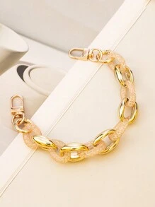1pc Gold/Silver Color Chain Short Wrist Strap Phone Case Lanyard - Multicolor - View 13