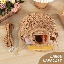 Oaoleer 1PC Straw Clutch Purses For Women Woven Straw Beach Sea Handbag Tote Bags For Summer - màu nâu - Xem 4