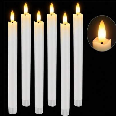 3D Wick Flickering Flameless Candles Candlestick Taper Candles Lights With Lifelike Flame For Christmas Halloween Wedding Valentine's Day Table Window Home Party Decor