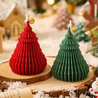 1pc Christmas Scented Candles Ins Creative Candles Gift Box Festive Atmosphere Decorative Ornaments Christmas Tree Candles Excluding Wooden Pads