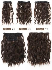 12 Inch Clip On Wig For Summer Autumn Lightweight Water Ripple Curly Wig 4-Piece Set Synthetic Heat-Resistant Fiber Wig Suitable For Women's Daily Holiday Wear
