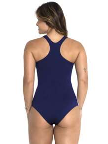 Águas Claras Women's Swimming Swimsuit Without Cup Wide Strap Plus Suplex Gift Sports Cap Sleeveless Athletic Swimsuit In Solid Color Summer Beachwear Adjusts To The Body - Màu xanh hải quân - Xem 5