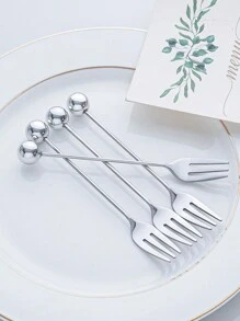 2 件/4 件 304 不锈钢圆球叉，万圣节、圣诞节、婚礼、派对、节日甜点、蛋糕、水果叉、学校用品 - 彩色 - 查看 6