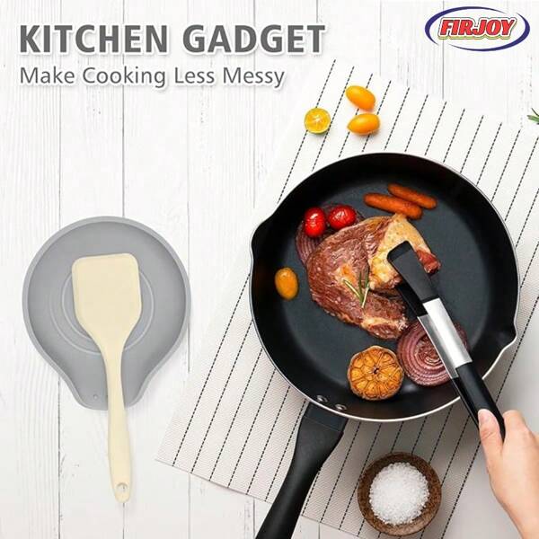 FIRJOY 1 szt. Silikonowa podstawka kuchenna na łyżkę do płyty kuchennej, żaroodporne podstawki na łyżki, kuchenna podstawka na łyżkę, odpowiednia do łyżek, skrobaków, łyżek z długą rączką lub szczypiec do dużych stojaków na przybory kuchenne, łatwe czyszczenie, kuchenne pomoce kuchenne.