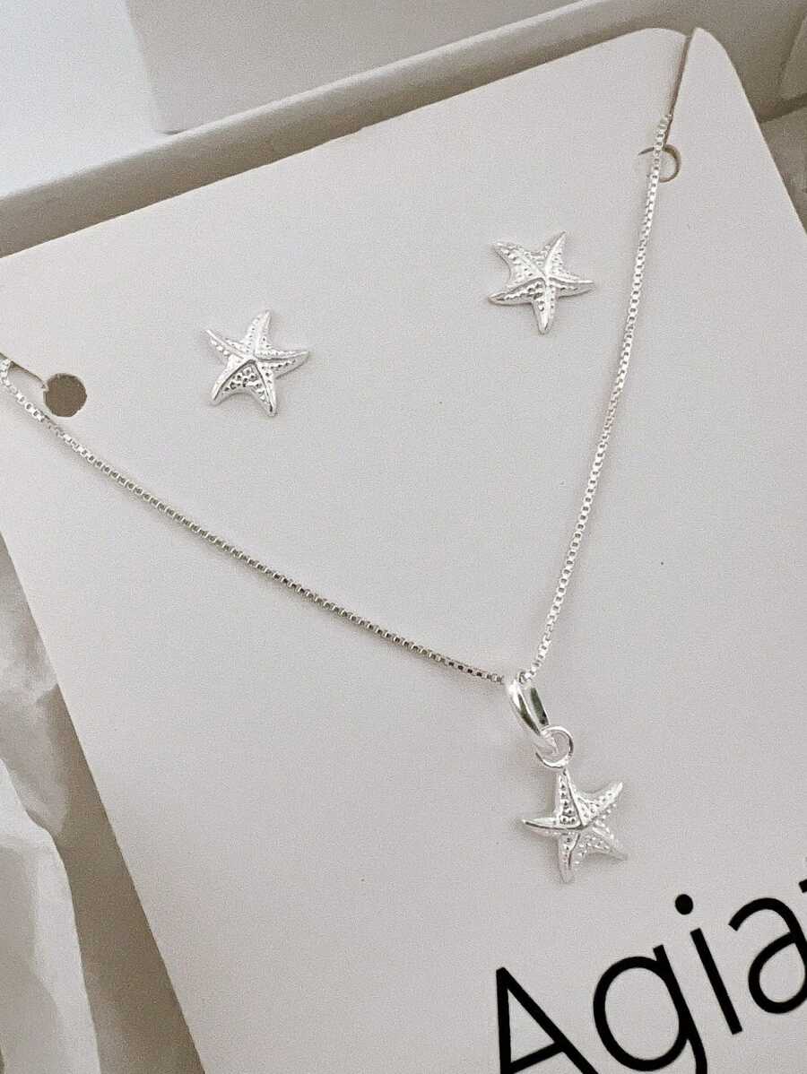 Star Of The Sea Necklace And Earrings Set In 925 Silver - Praiano - 查看 1