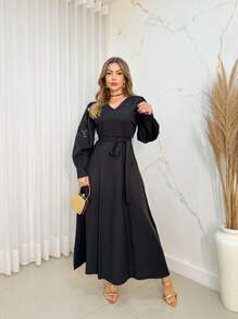 Evangelical Moda Dress Midi Maxi Glamor Madame Catarina/AL833 - 黑色 - 查看 1