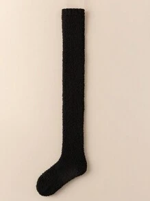 1 đôi tất cao đến đùi nữ bằng lông cừu san hô, màu kaki, ấm áp và giản dị cho mùa đông - Màu Khaki - Xem 9