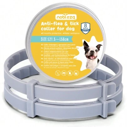 Nobleza - Collar Antiparasitario Perros,  y Eficaz Antipulgas Hecho de Aceites Esenciales 100%, Fórmula Natural Segura y Material Impermeable, Duradero Durante 8 Meses, 56cm, 2 Pieza