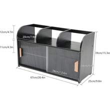 HOHOBLA LOYALHEARTDY-BTG Bamboo Storage Cabinet For Countertop, Small Pantry Sideboard With Sliding Doors 3 Open Compartments Dining Cupboard Organizer Shelf For Kitchen Black[Best Gift For Family&Friends] - màu đen - Xem 2