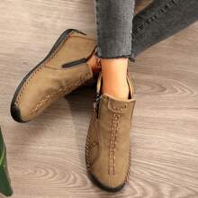 Lightweight Leather Ankle Boots For Women - Oxfords With Non-Slip Rubber Sole, Perfect For Work And Casual Wear. - 棕色 - 查看 6