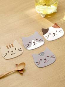 2 件/4 件猫硅胶杯垫，防水耐热餐桌垫