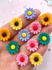 20颗混合树脂彩色15毫米向日葵平底花朵宝石，可用于剪贴簿DIY、婚礼珠宝装饰、贴花工艺配件、夏季、学校用品等。