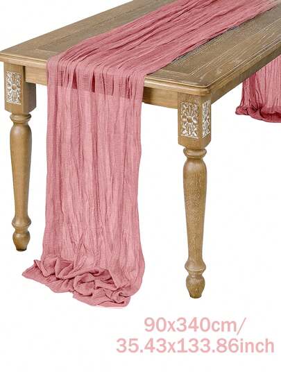 5-delars set vintage rosa veckade bordslöpare, vikbara, rosa duk, festduk, födelsedagsdekor, bröllopsdekor, semesterheminredning, festrumsmatbordsdekor bordsduk, matbordsdekor löpare, bankettdekor, bröllopsduk, enfärgade bordslöpare, lantlig bröllopsduk, köksbordslöpare, festgåvor, dekorationer
