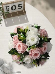 1 件，人造花球婚礼中心装饰假花玫瑰绣球花球布置中心装饰桌面人造丝花艺花束适用于婚礼派对家居装饰、情人节、礼物 - 彩色 - 查看 10