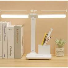 Luminária Abajur De Mesa Com Porta Canetas USB 3 Cores Recarregável LED - Tamanho Único - Visão 4