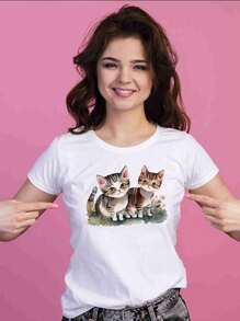 Women's T-Shirt Fashion T-Shirt S To XL - 白色 - 查看 1