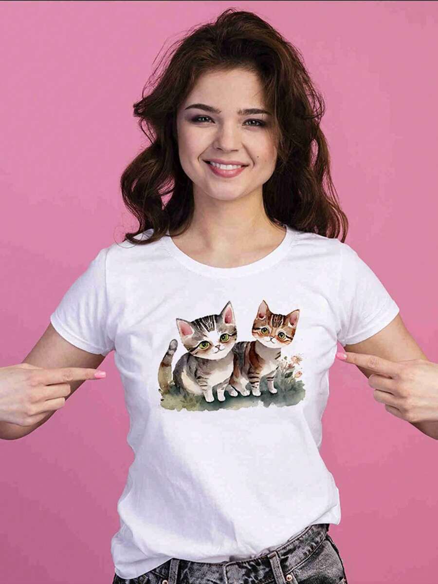 Women's T-Shirt Fashion T-Shirt S To XL - 白色 - 查看 1