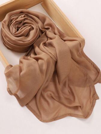 1pc Large Size Soft Breathable Solid Modal Edged Hijab Headband For Abaya Veiled Clothes